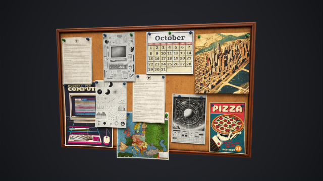 Office pinboard Model 3D .c4d .max .obj .3ds .fbx .stl .blend 