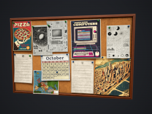 Office pinboard Model 3D