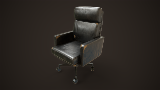 Leather Office Armchair 3D Model .c4d .max .obj .3ds .fbx .stl .blend
