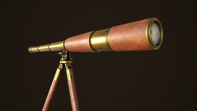 Vintage telescope Model 3D .c4d .max .obj .3ds .fbx .stl .blend 