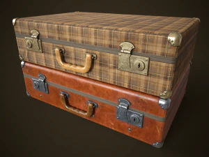 Vintage travel suitcase 3D Model