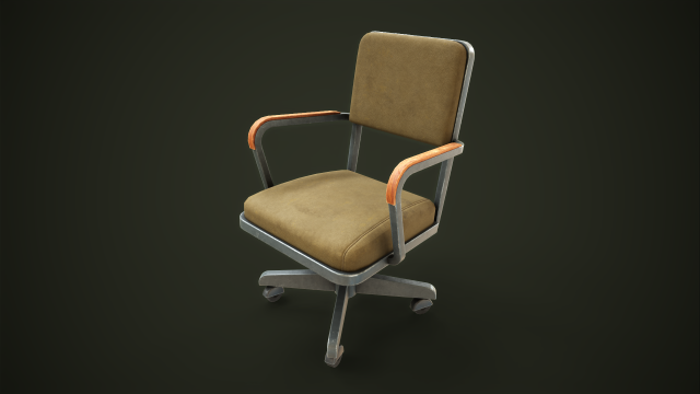Vintage Officechair 3D Model .c4d .max .obj .3ds .fbx .stl .blend
