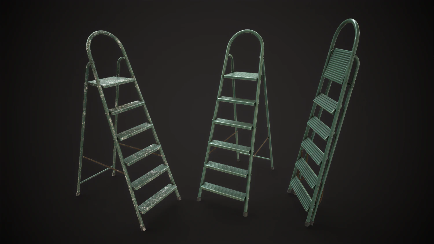 Stepladder ladder 3D Model .c4d .max .obj .3ds .fbx .stl .blend 