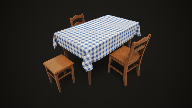 Dining table chair and stool model set Model 3D .c4d .max .obj .3ds .fbx .stl .blend 