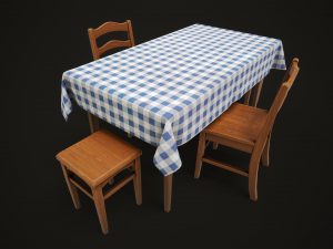 Dining table chair and stool model set Model 3D