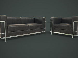 Leather sofa and armchair 3D Модель