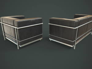 Leather sofa and armchair 3D Модель