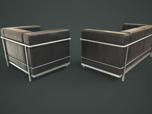 Leather sofa and armchair 3D Model