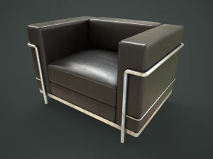 Leather sofa and armchair 3D Model