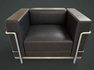 Leather sofa and armchair 3D Model