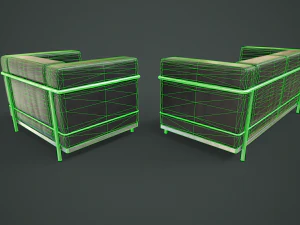 Leather sofa and armchair 3D Model