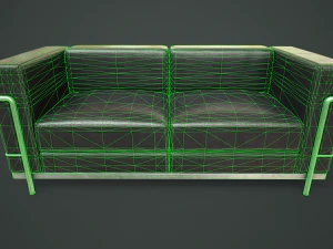 Leather sofa and armchair 3D Model