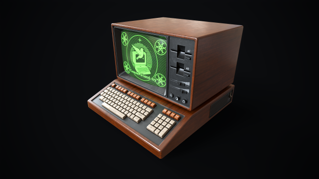Retro wooden computer 3D Model .c4d .max .obj .3ds .fbx .stl .blend 