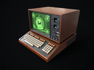 Ordinateur rétro en bois Modèle 3D