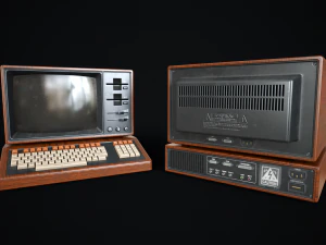 Retro wooden computer 3D Model