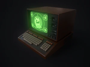 Retro wooden computer 3D Model