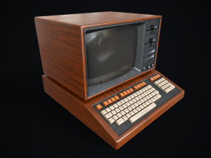 Retro wooden computer 3D Model