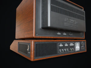 Retro wooden computer 3D Model