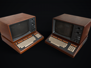 Retro wooden computer 3D Model