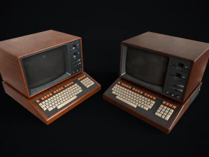 Retro wooden computer 3D Model