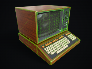 Retro wooden computer 3D Model
