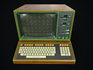 Retro wooden computer 3D Model