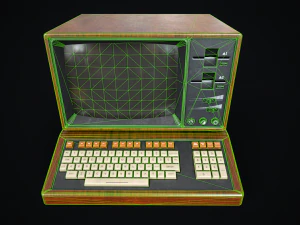 Retro wooden computer 3D Model