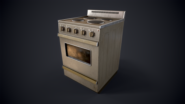 Old electric stove 3D Model .c4d .max .obj .3ds .fbx .stl .blend 