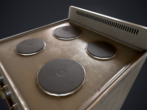 Old electric stove 3D Model