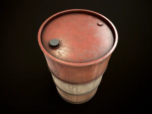 Large set of metal barrels 3D Model