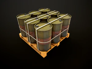 Large set of metal barrels 3D Model