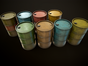 Large set of metal barrels Modelo 3D