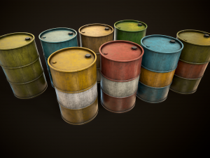 Large set of metal barrels Modelo 3D
