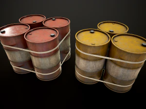 Large set of metal barrels 3D Model