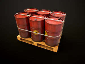 Large set of metal barrels 3D Model