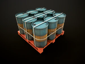 Large set of metal barrels 3D Model