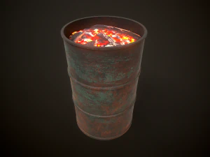 Large set of metal barrels 3D Model