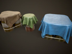 Large set of metal barrels 3D Model