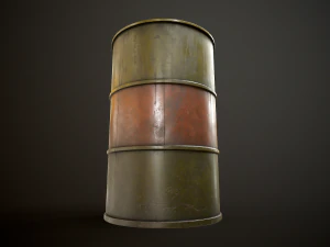 Large set of metal barrels 3D Model