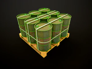 Large set of metal barrels 3D Model