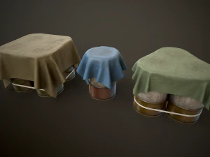 Large set of metal barrels 3D Model