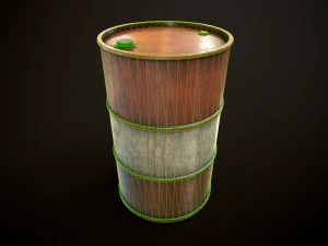 Large set of metal barrels 3D Model
