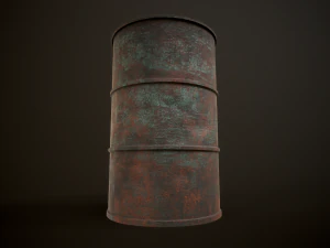 Large set of metal barrels 3D Model