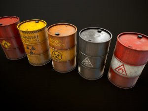 Large set of metal barrels Modelo 3D