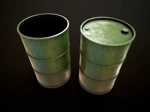 Large set of metal barrels 3D Model