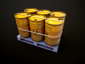 Large set of metal barrels 3D Model