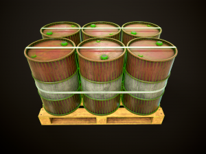 Large set of metal barrels Modelo 3D