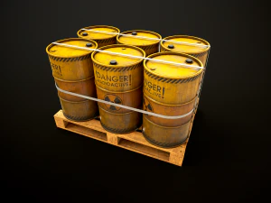 Large set of metal barrels 3D Model