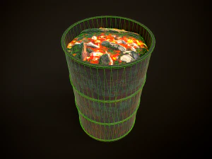 Large set of metal barrels 3D Model