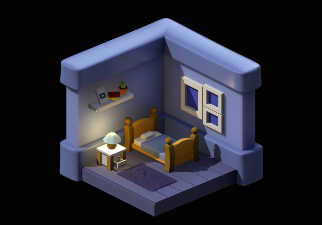 Baby Blue Room Model 3D .c4d .max .obj .3ds .fbx .stl .blend 